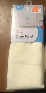 Just Home Ivory Voile Sheer Curtain Panel 59" x 84"